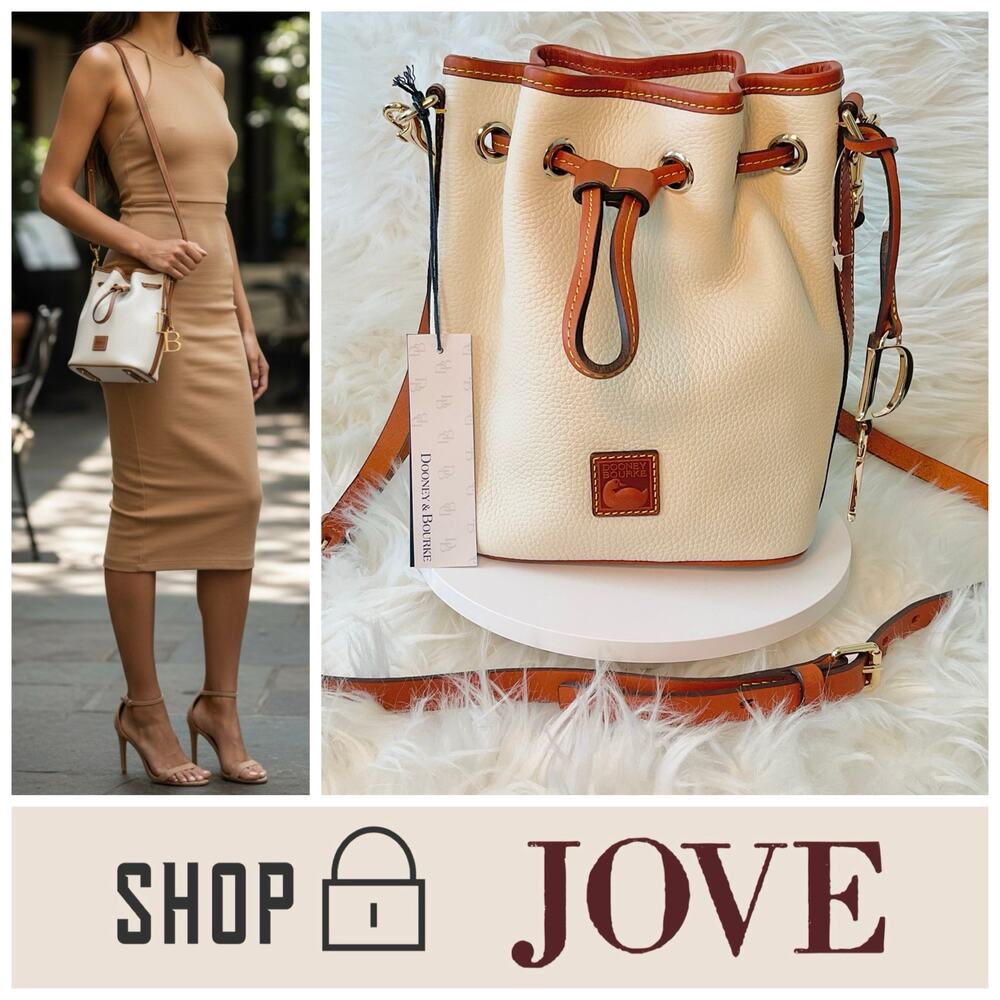 NEW $228 Dooney Bourke Mini Drawstring Bucket Pebble Crossbody White Ivory Cream